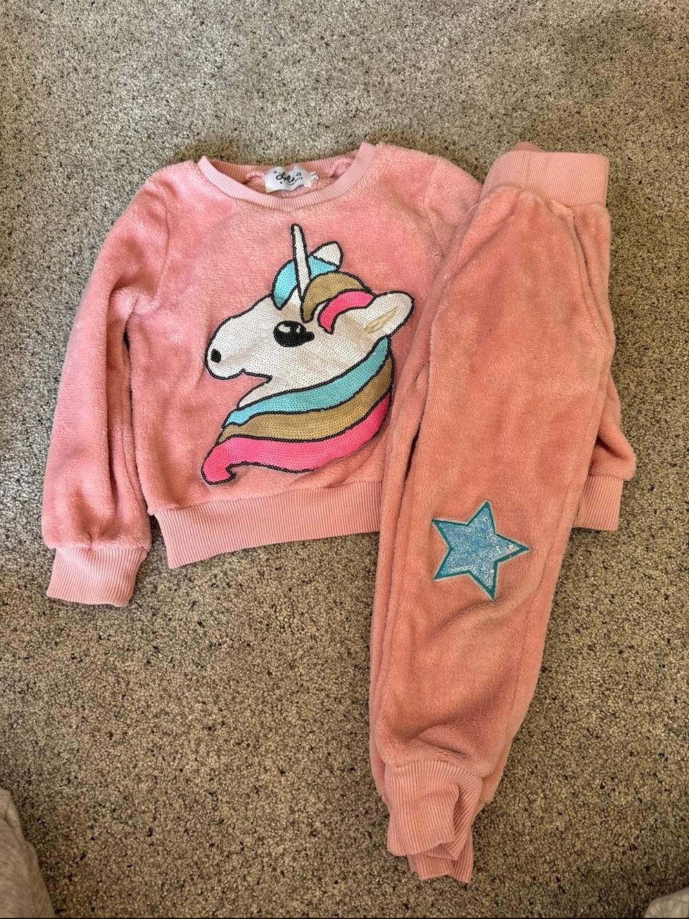 Lola +  the boys size 2 unicorn sweat suit lounge wear fleece  matching set